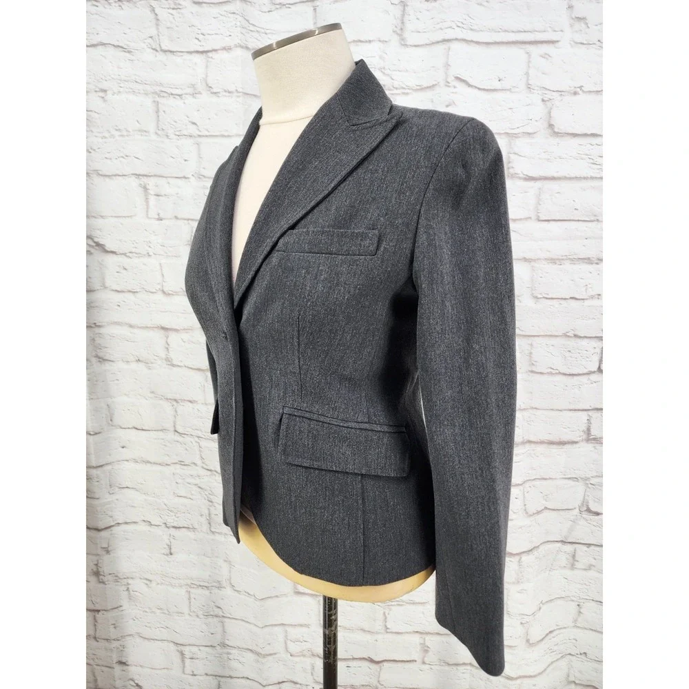 Valerie Stevens Gray Career Blazer Jacket Professional Stretch Interview Size 2P